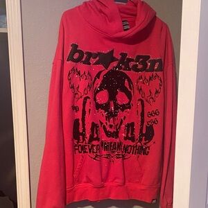Bold Red Graphic Hoodie by Brkn3n
